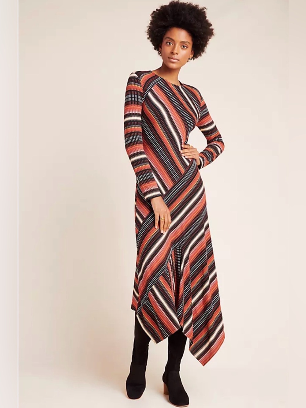 Anthropologie Maeve Parkside Knit Dress Size 1X Curvy Girl Lagenlook Stripes